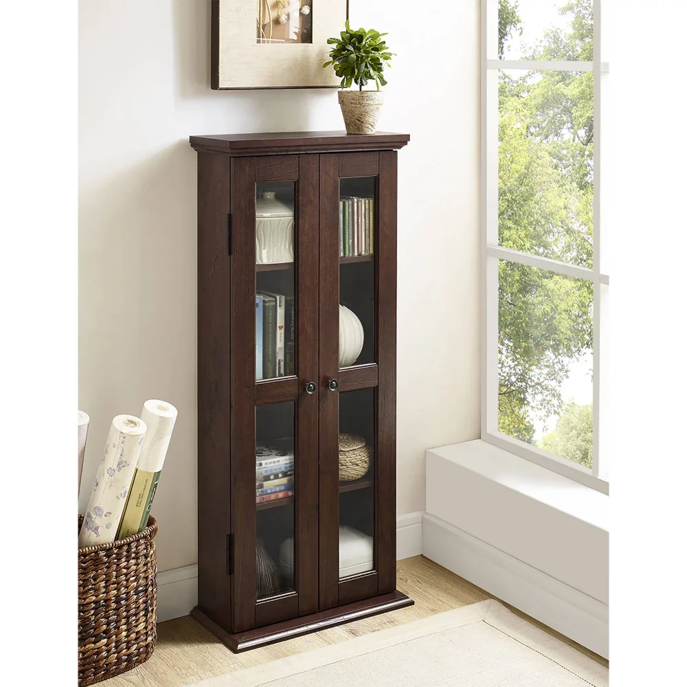 

CD, DVD, Blu-Ray Media Tower Storage Cabinet, Brown