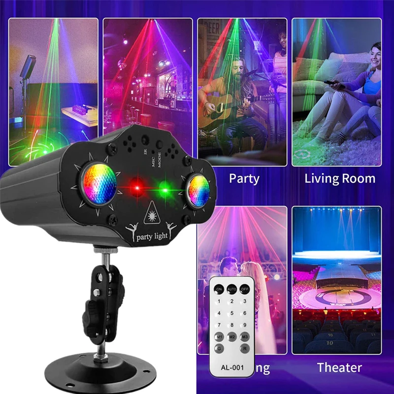 

Светодиодный прожектор с 32/72 узорами для сцены, дискотеки, диджея, рождественской вечеринки, бара, клуба светильник, USB, Голосовое управление СВЕТОДИОДНЫЙ светодиодная вспышка, стробоскоп