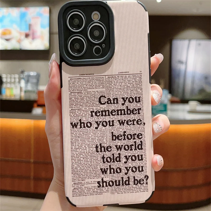 

Popular leather case for iphone 14, 13, 12, 11 Pro Max X XS XR 8 7Plus vertical English paper convenient shockproof phone Cover