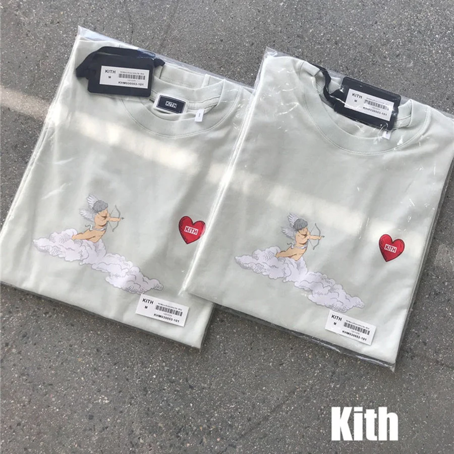 

Heavy Fabric 2021ss Kith Cupid T-shirt Men Women Vintage 1:1 Best Quality Tops Tee Short Sleeve