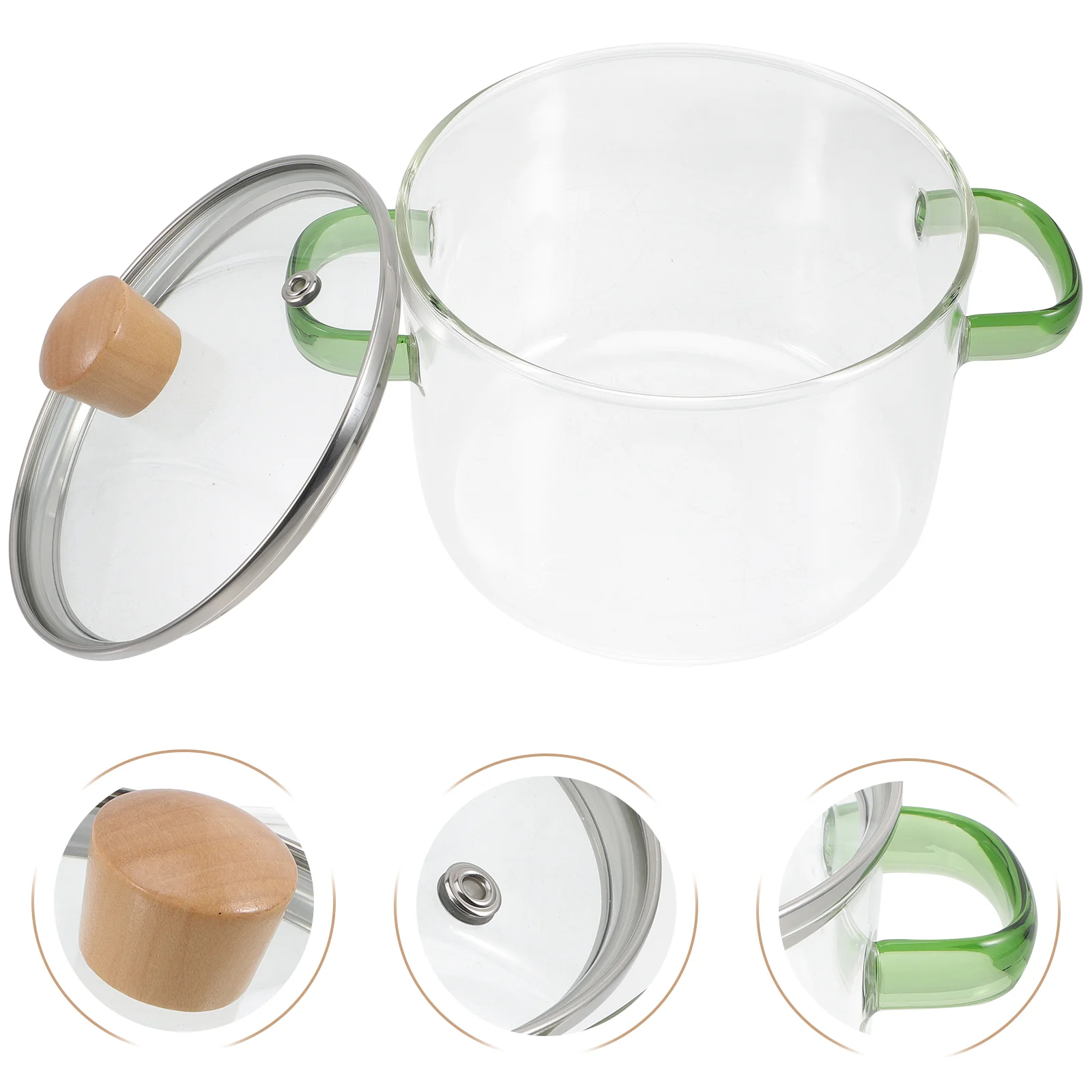 

Glass Soup Pot with Cover Clear Glass Pot with Handles Noodles Cooking Pot