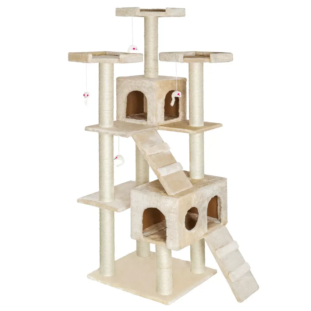 

Cat Scratcher Knuti beige Cat Scratcher Tree Cat Play Park with sisal Columns, Cat Toy with Houses, Cat Furniture for Nail Sharp