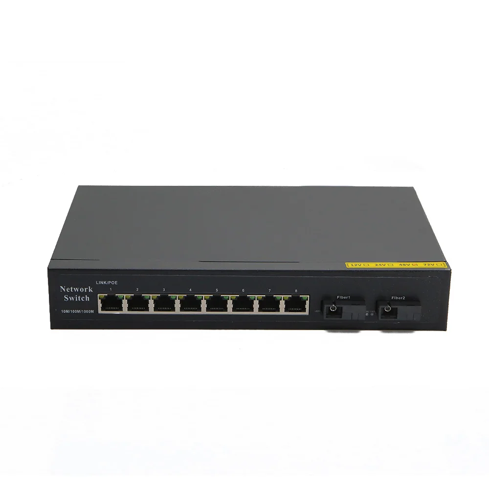 Rohs Ce Approval 8 Port Fiber Gigabit Unmanaged Poe Switch With 1 Port 1000m Uplink And 1 Port 1000m Sfp