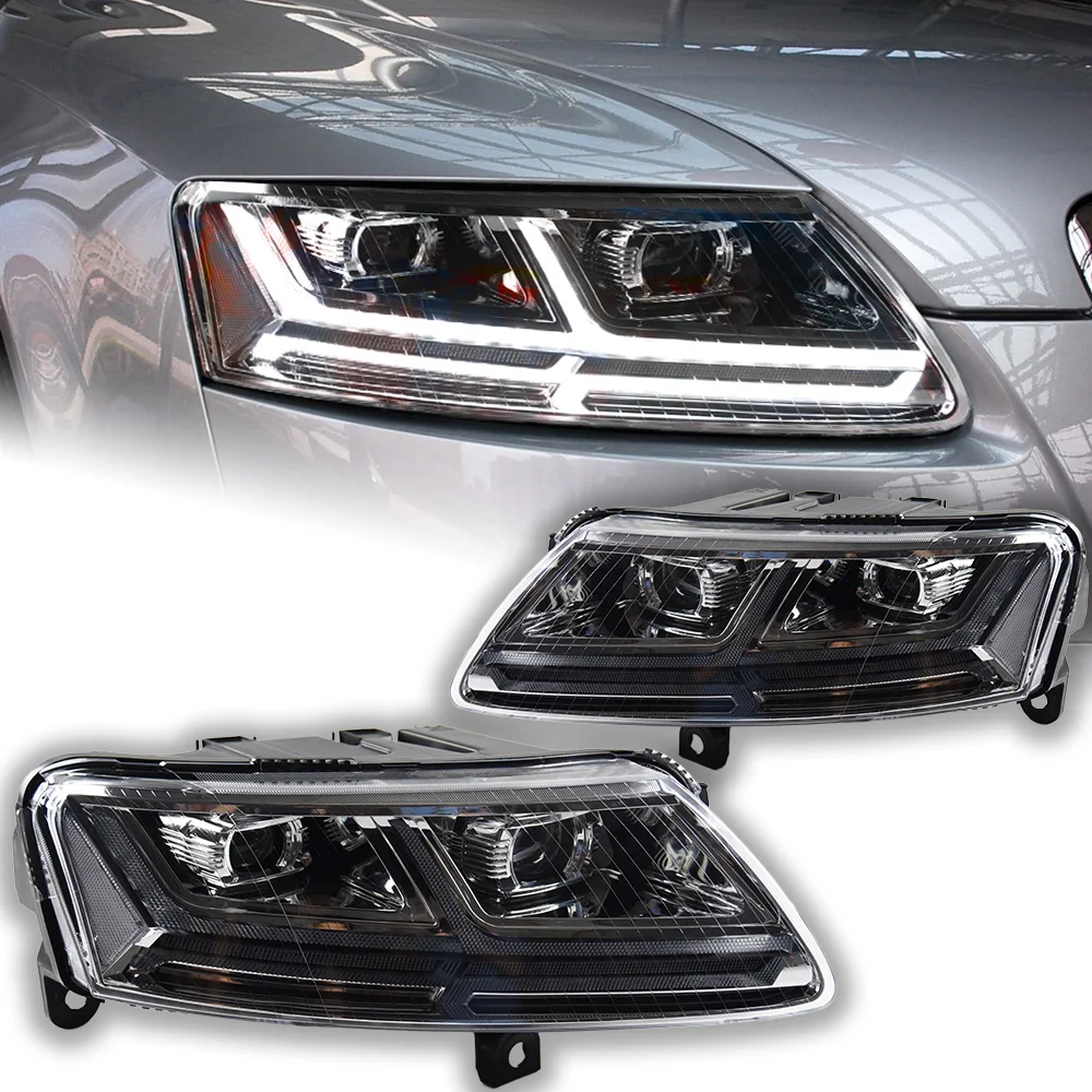 AKD Car Styling for Audi A6 Headlights 2005-2011 A6 C5 C6 LED Headlight Dynamic Signal Animation DRL Bi Xenon Auto Accessories