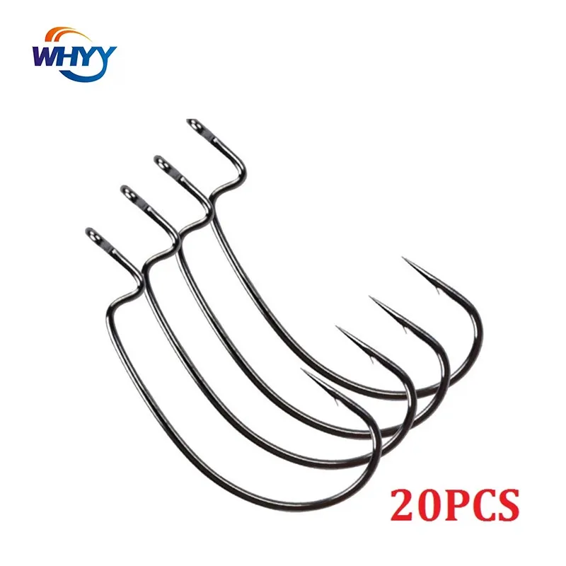 

WHYY 20pcs/ Set Fishing Hook High Carbon Steel Wide Crank Offset Fishhook Anti-corrosion And Sharp hook tip fishing hook
