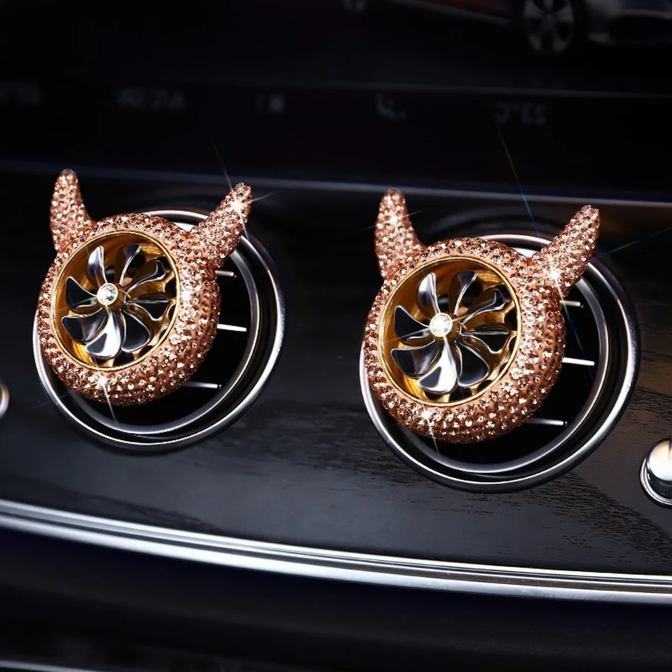 2Pcs Car Perfume Aroma Clip Auto Exquisite Devil Air Freshener Diffuser Diamond Car Accessories Interior for Women Girls 2Pcs Car Perfume Aroma Clip Auto Exquisite Devil Air Freshener Diffuser Diamond Car Accessories Interior for Women Girls