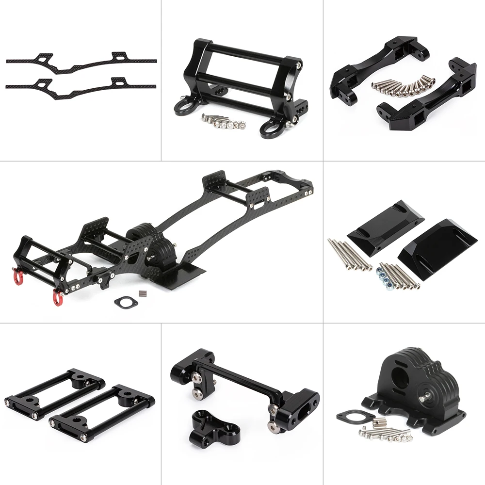 

Carbon Fiber Frame Rail LCG Chassis Kit Gearbox for 1/10 RC Crawler Car SCX10 Lower Center of Gravity DIY Upgrade Parts