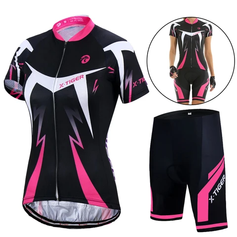 X-Tiger Women's Cycling Jersey Set Summer Anti-UV Cycling Bicycle Clothing Quick-Dry Mountain Female Bike Clothes Cycling Set