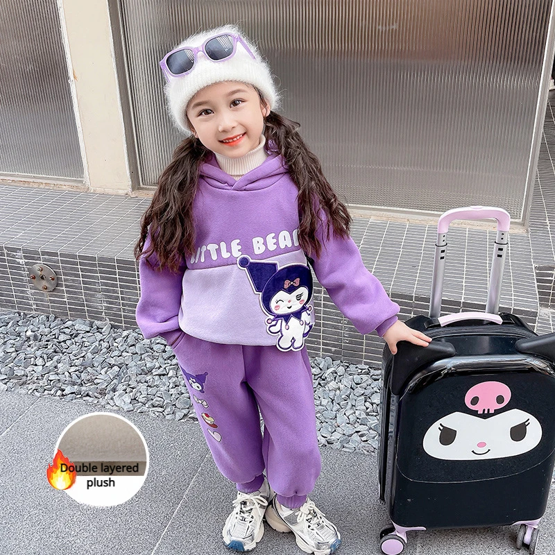 

Sanrios Kuromi аниме Kawaii Мультфильм женский набор для осени и зимы Детский Спорт и досуг из двух частей Рождественский подарок