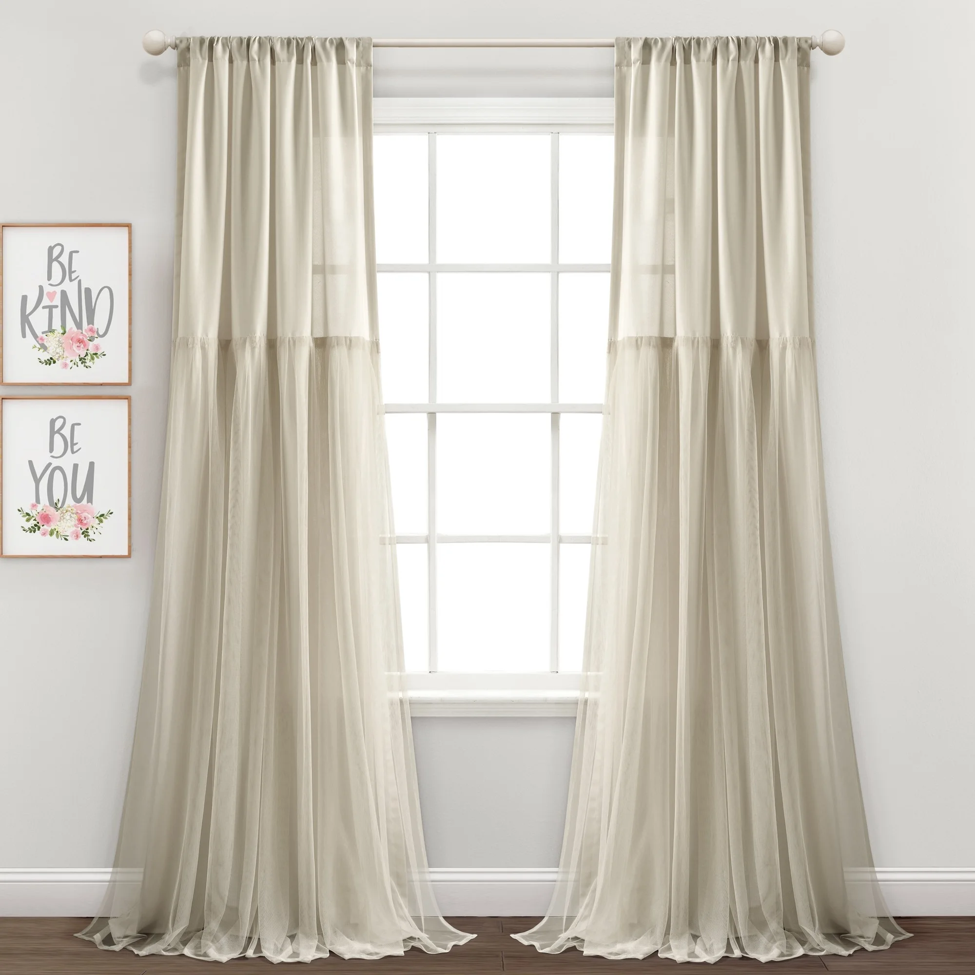 

Tulle Skirt Solid Window Curtain Panels Neutral 40x84 Set