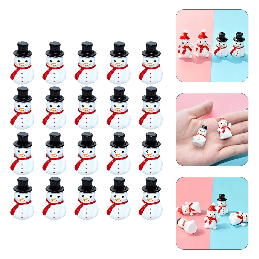 

30 Pcs Mini Snowman Xmas Miniature Christmas Party Favors Decor Resin Ornaments Garden Charms Lovely Figurine Landscaping