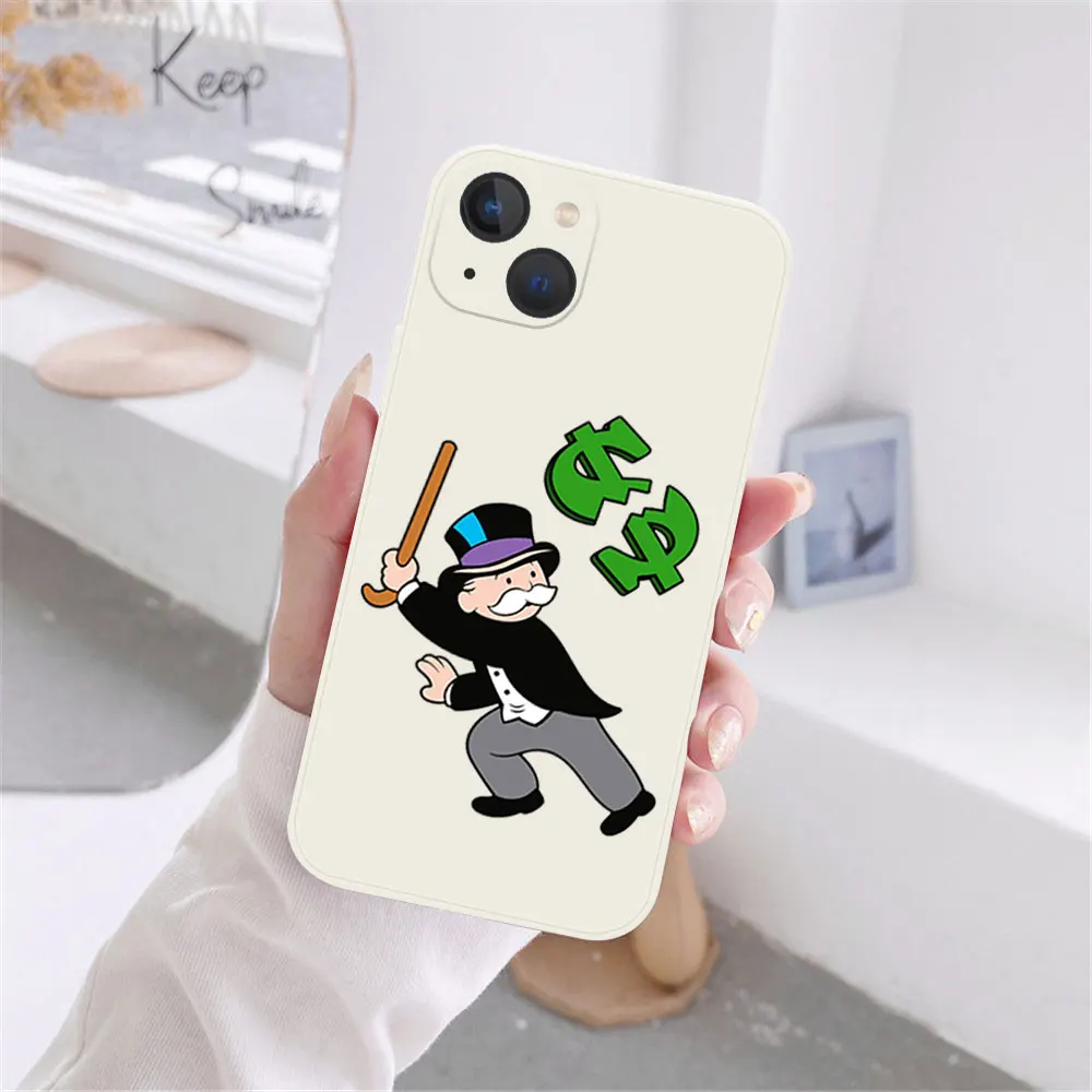 

Cartoon Dollar Monopoly White Soft Silicone Anti-fall Case Suitable for IPhone 14 13 12 11 Pro Max X XR XSMAX 8 7 Plus 13Mini