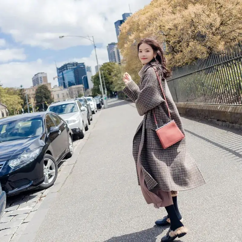 Корейское пальто зимнее женское кашемировое шерстяное 2020 Новое Модное Длинное