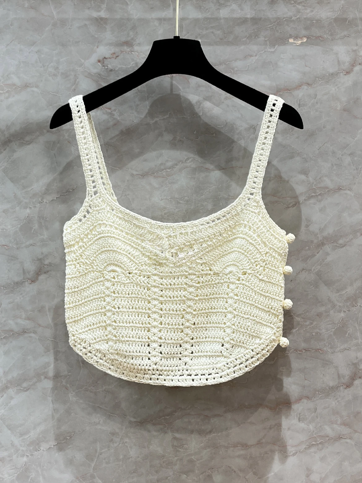 

2023 Korean Beige Embroidery Vintage Women Beige Hollow Out Sleeveless Camisole Knite Vest Sexy Club Short Crochet Tank Tops