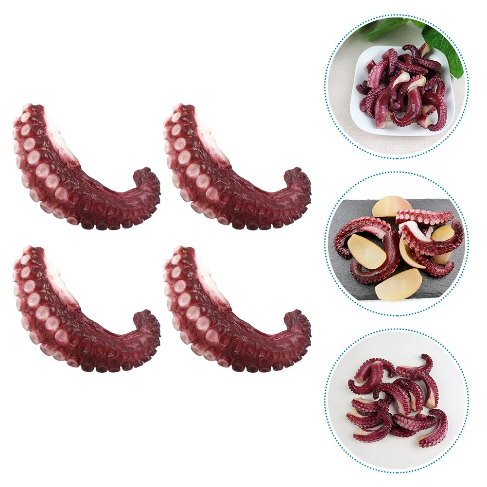 

4 Pcs Ocean Decor Squid Fake Food Models Simulation Octopus Claws Artificial Seafood Pvc Dinning Table Ornament Child