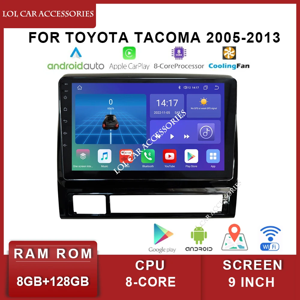 

Автомагнитола 9 дюймов, стерео, Android 12 QLED, GPS, MP5, навигация, 2 Din, головное устройство для Toyota Tacoma 2005-2013, мультимедийный плеер
