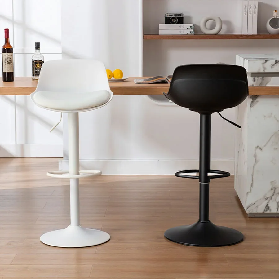

Lifting Bar Chairs Swivel Black White Leather Waterproof Seat Cover Adjustable Height Stool Kitchen Tabouret Home Furniture