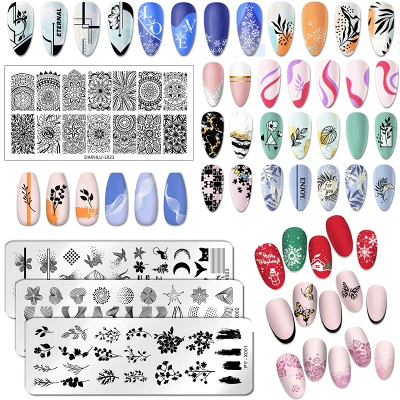 Шаблоны для дизайна ногтей штамповочные пластины дизайн цветок животные стекло