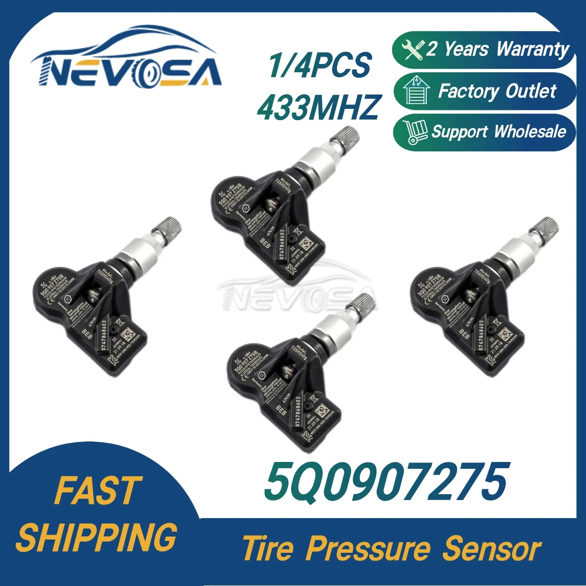

Nevosa 5Q0907275 3AA998275 TPMS Car Tire Pressure Sensor For Volkswagen California Golf CC Audi A4 Q4 TT Porsche Taycan Skoda