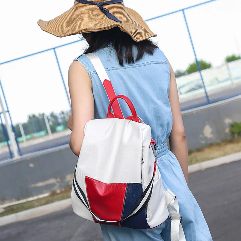 

soft leather women backpack A+ High Quality Daily Large Capacity Travel Bag Knapsack For urban Ladies Beige Stylish