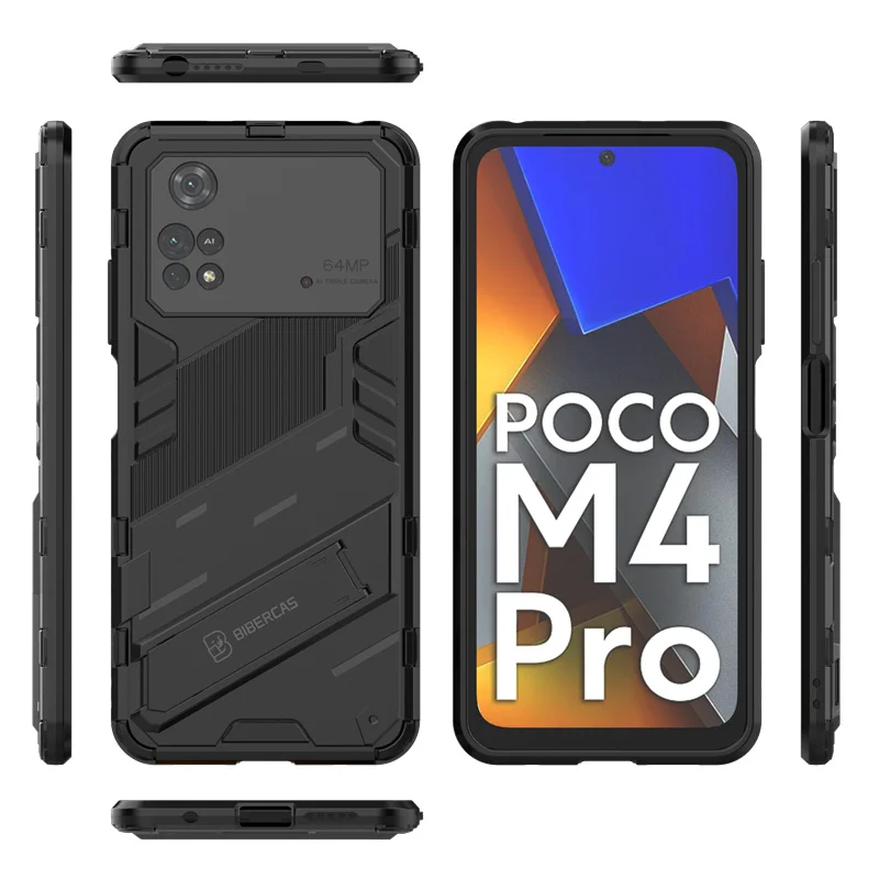 Holder Case For Xiaomi Poco M4 Pro 4G Cover For Poco M4 Pro 4G Kickstand PC Shockproof Cover For Poco F3 X3 X4 M3 M4 Pro Fundas