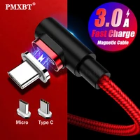 led magnetic micro usb type c cable 3a fast charging 90 degree elbow magnet charger data cord for iphone 12 xiaomi 11 samsung s9
