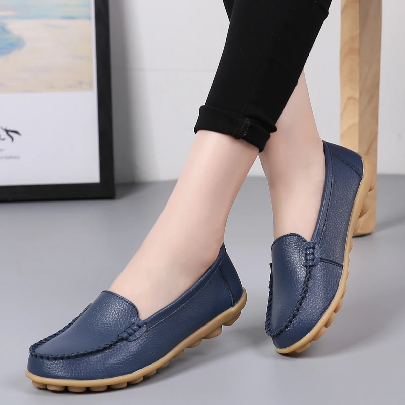 

2022 Women Flats Ballet Shoes Woman Cut Out Leather Breathable Moccasins Women Boat Shoes Ballerina Ladies Casual Shoes