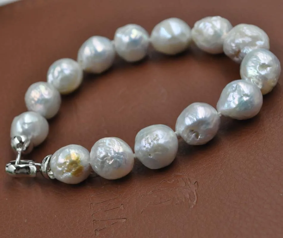 

11-14mm Fine luster Natural color Kasumi cultured pearl bracelet Free shipping