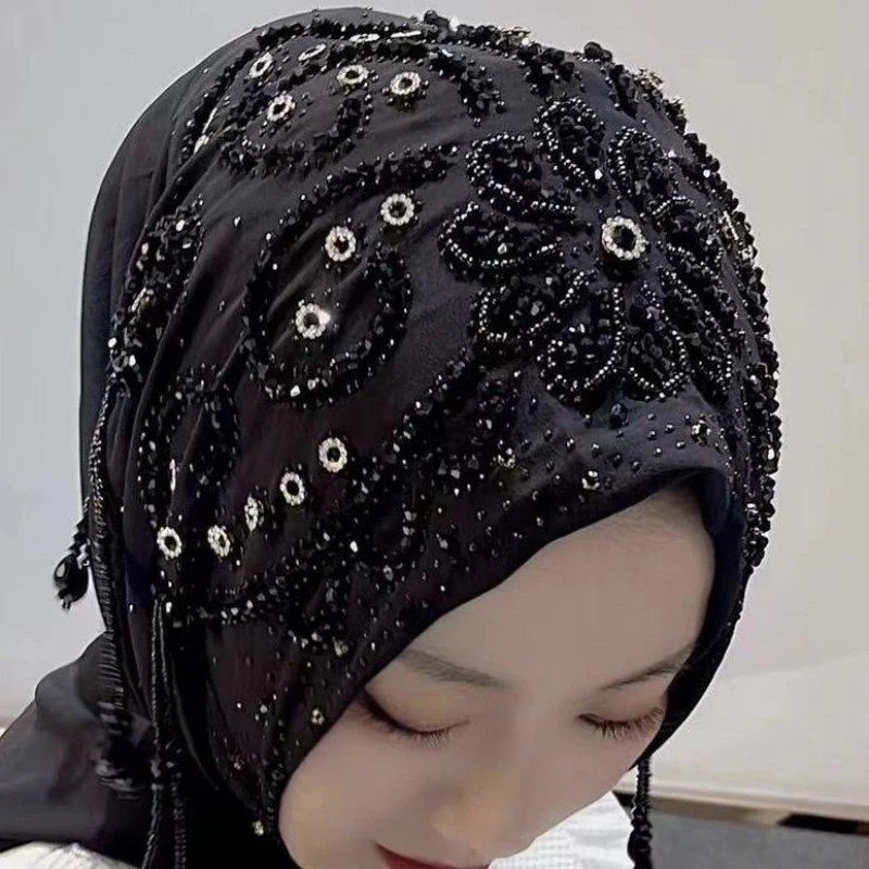 Muslim Women Shawl Headscarf Freeshipping Lace Summer Malaysia Chiffon Scarf  Hat Prayer Kufi Islam Saudi Arabia Headwraps