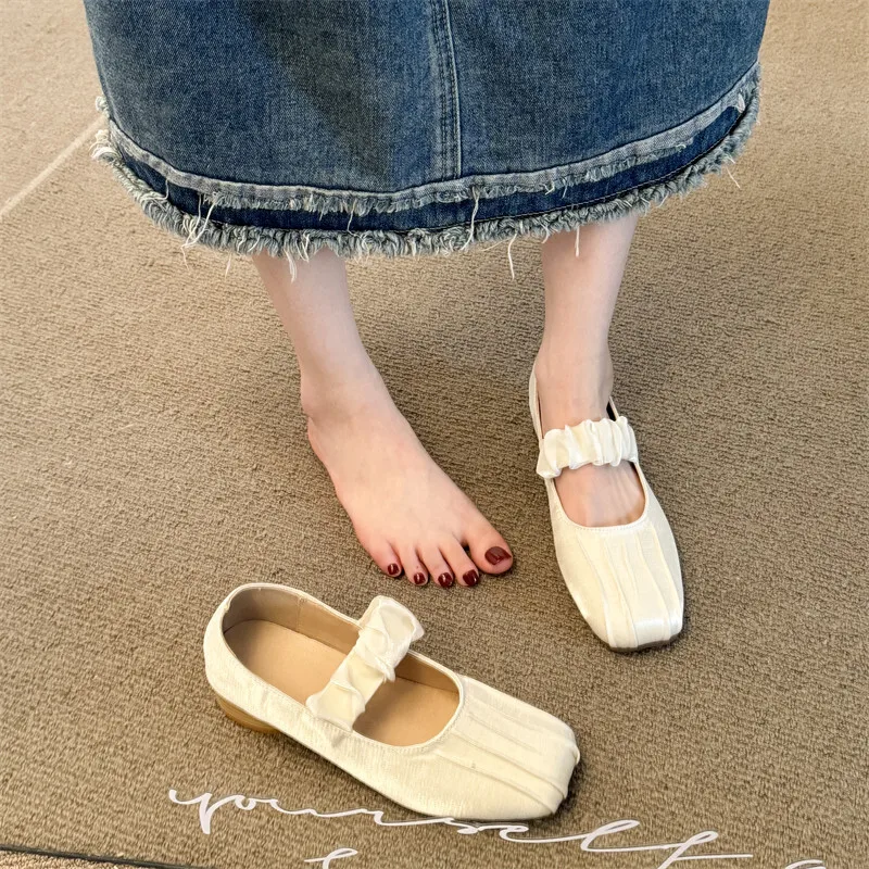 Балетки женские с квадратным носком удобные туфли Мэри Джейн плоская подошва