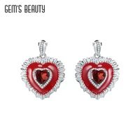 gems beauty heart love 925 sterling silver original design studs earrings for women enamel vintage fine jewelry dropshipping