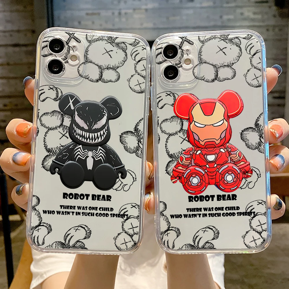 

Fashion Side Gloomy Bear Ultra Thin Clear Phone Case For Apple iPhone 13 12 11 Pro 12 13 Mini X XR XS Max SE 6 6s 7 8 Plus Back