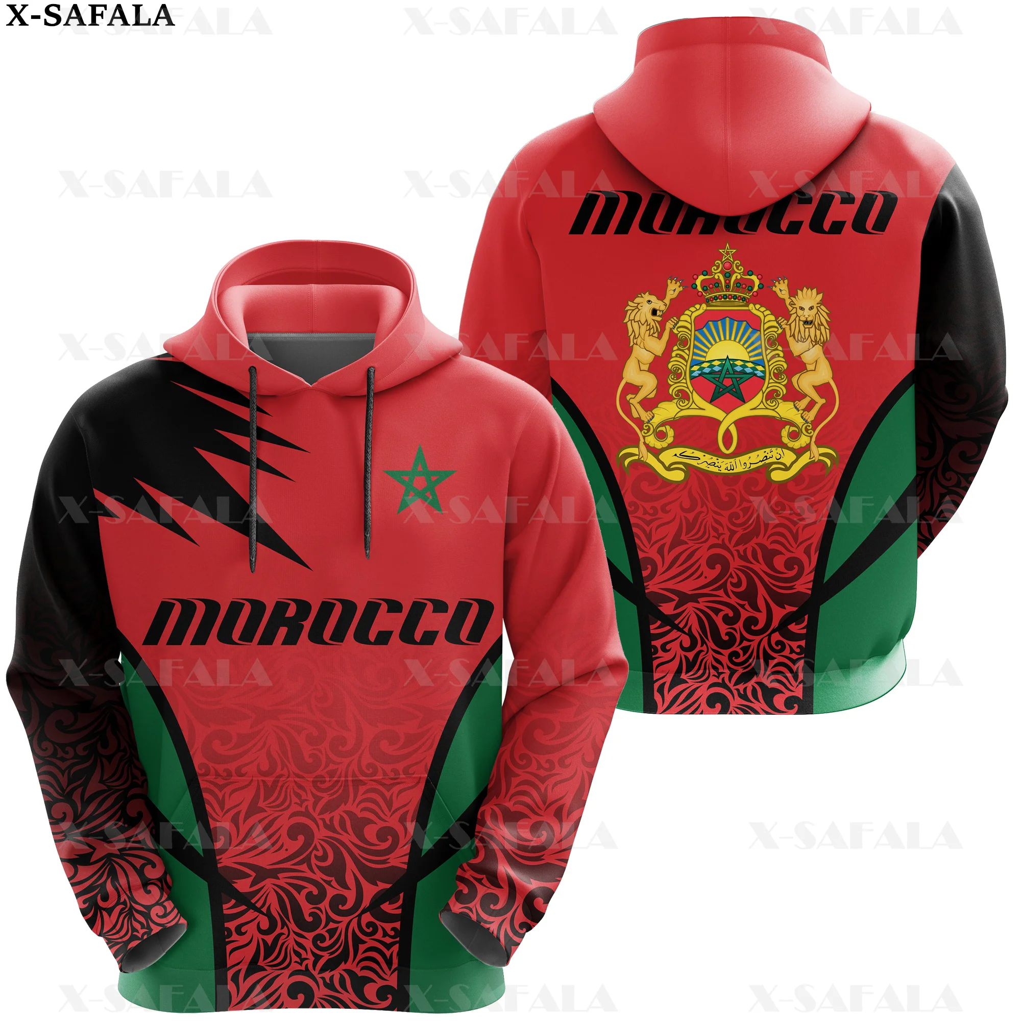 Марокканская эмблема с гербом страны 3D печать толстовка на молнии мужской