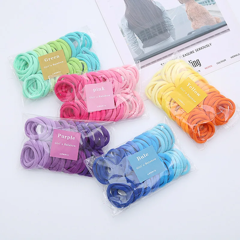 

50pcs/bag Seamless Towel Hairband High Elastic Basic Gradual Color Hairband Hair Rope Rubber Band Headdress Hair Accessories