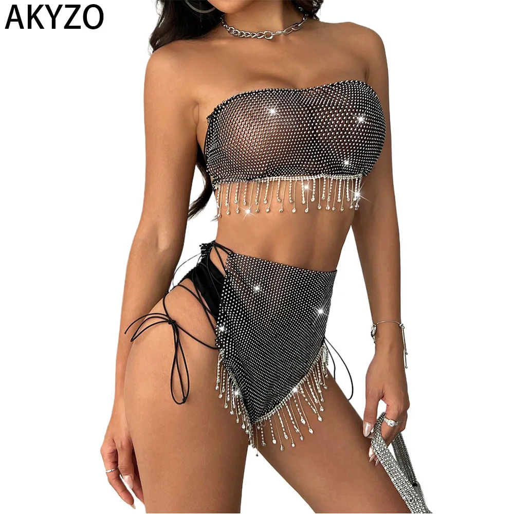 AKYZO сексуальные женские элегантные юбки украшенные сетчатыми колготками с