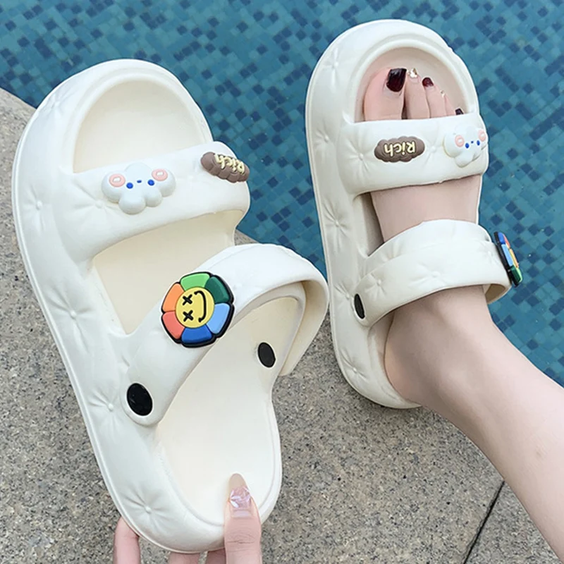 Women's Slippers  Cute Cartoon Decoration Platform Design Home Shoes Non-slip Sweet Sandals 2023 Summer New Outdoors Women Shoes