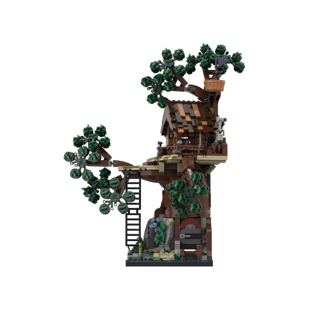 Gobricks MOC Woodland Retreat строительные блоки модель лесных старых деревьев креативный дом