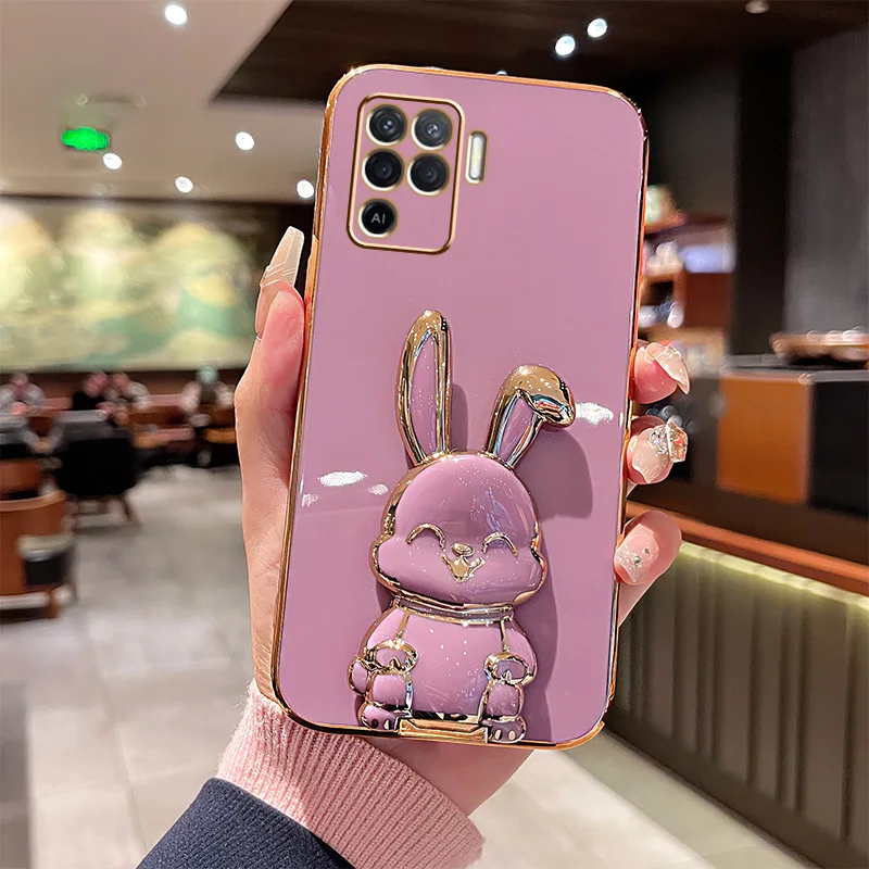 

3D Rabbit Astronaut Phone Case For OPPO A16 A54S A17 A36 A53 A57 A77 A76 For OPPO A74 5G A52 A15 A54 A55 A96 Bracket Phone Cover