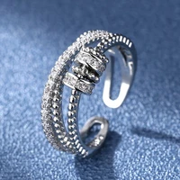 elegant aaa zircon double layer hip hop adjustable ring geometric luxury brand opening ring for women man wedding jewelry gift