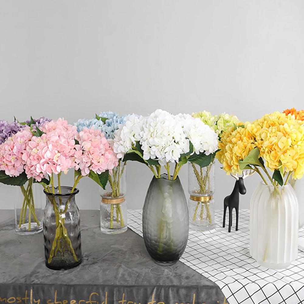 Hydrangea Silk Flowers Pink Artificial 45cm Fake Bouquet Flower Arrangements Home Wedding Centerpieces Decor