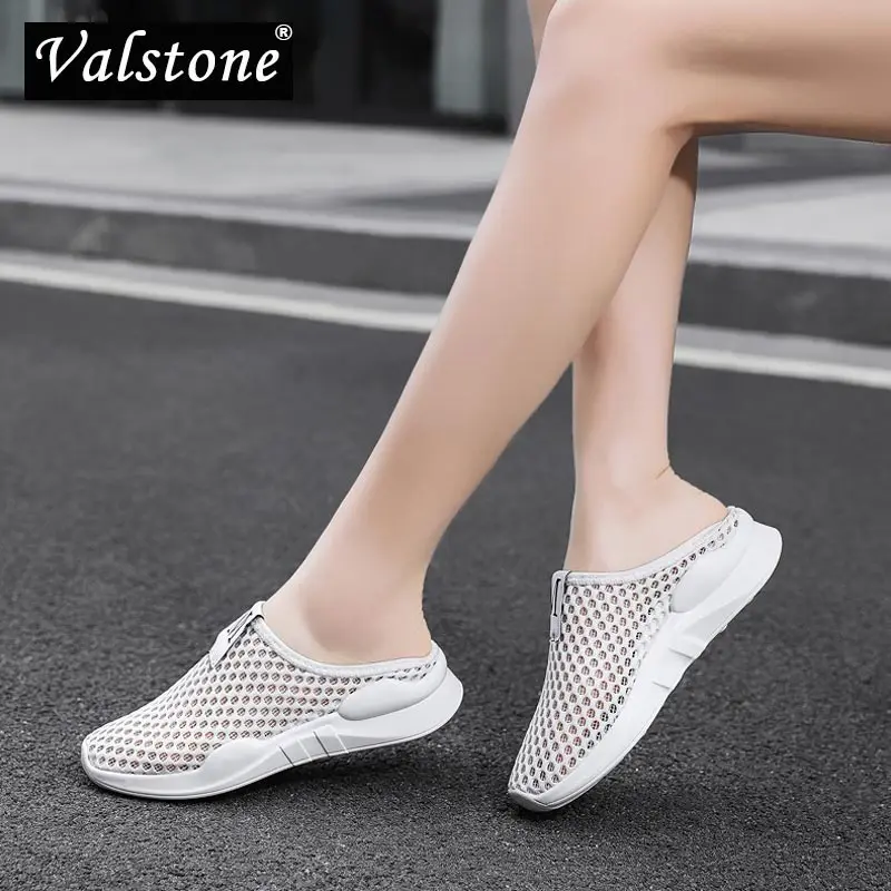 

Мюли Valstone Женские повседневные, нескользящие легкие, плоская подошва, без застежки, дышащие, летние тапочки, белые