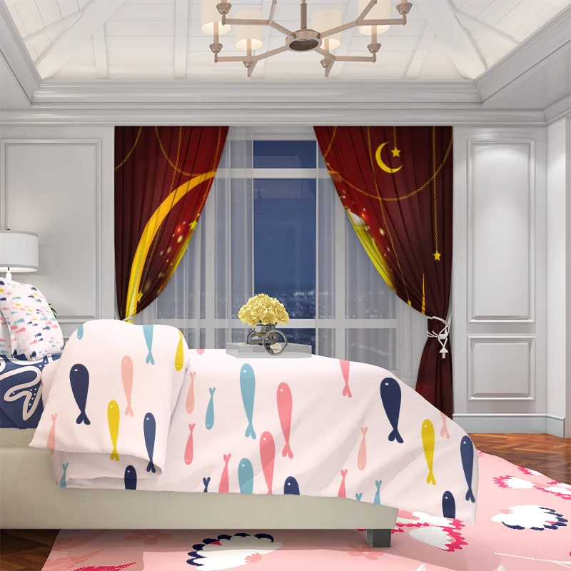 2 шт.- Исламская мусульманская занавеска с принтом на тему Ид-Роскошная