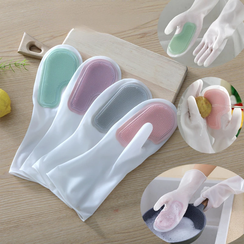 

10PCS Multifunctional Magic Brush Housework Dishwashing Gloves Brush Latex Waterproof Kitchen Cleaning Household Laundry Brush