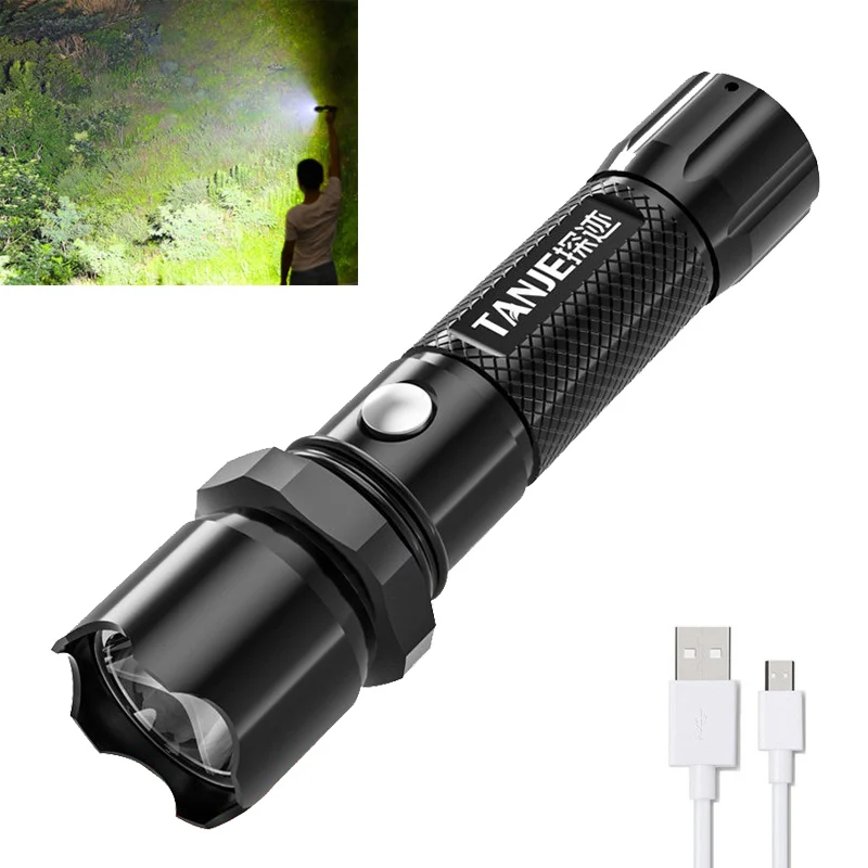 

Portable T6 LED Flashlight High-power Rechargeable Torch Highlight Tactical Flashlight Outdoor Hiking Lighting Flash Light