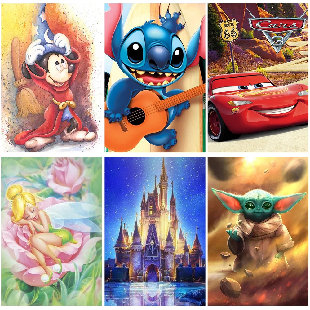 

Disney Cartoon Castle Diamond Painting Full Square Round Drill Princess Diamond Mosaic Embroidery Cars Children's Home Decor