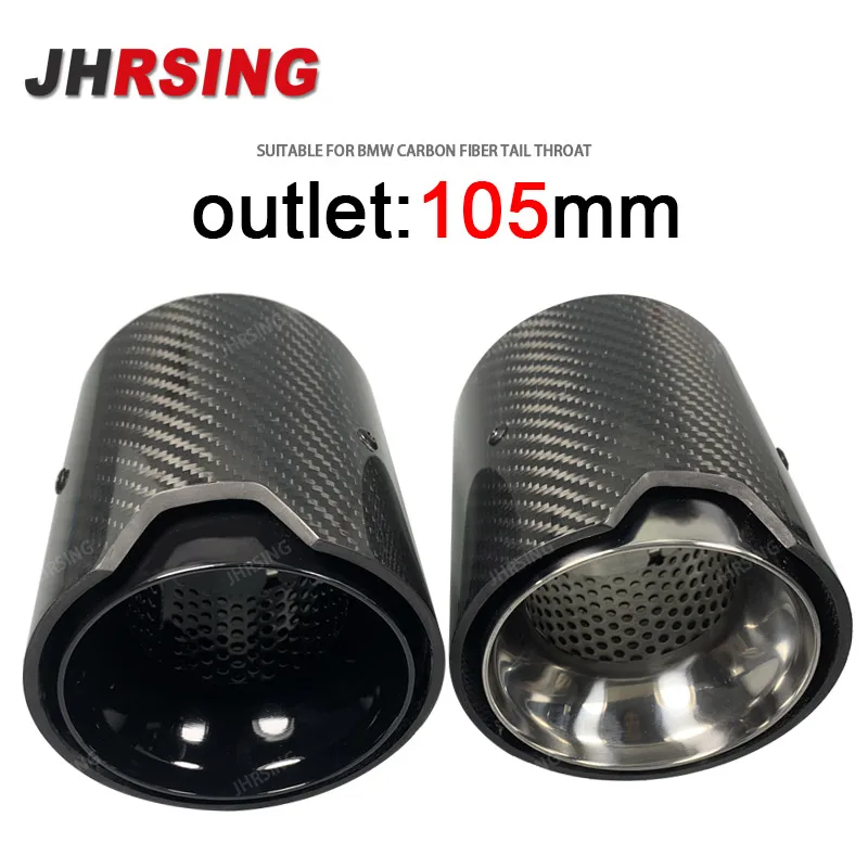 1Piece outlet:105mm GlossyCarbon Fiber Exhaust Tip Stainless Steel Muffler For BMW M Series 1 2 3 4 5 6 7 8 M Series Pipe Nozzle