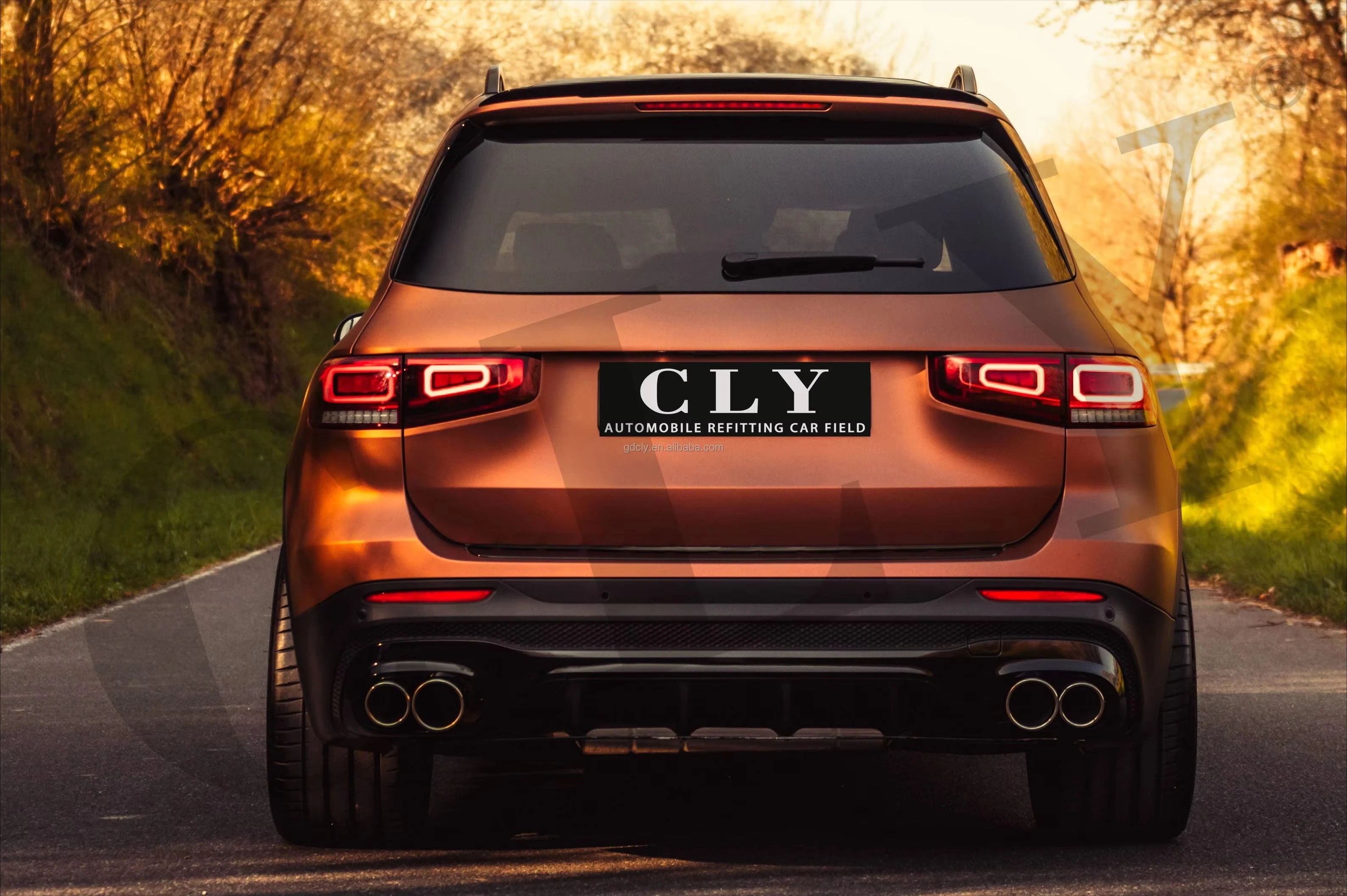 Фото Автомобильный диффузор для GLB W247 X247 SUV 2019+ (рестайлинг), диффузор для GLB45, диффузор бампера, насадки на выхлопные трубы, задний спойлер №5