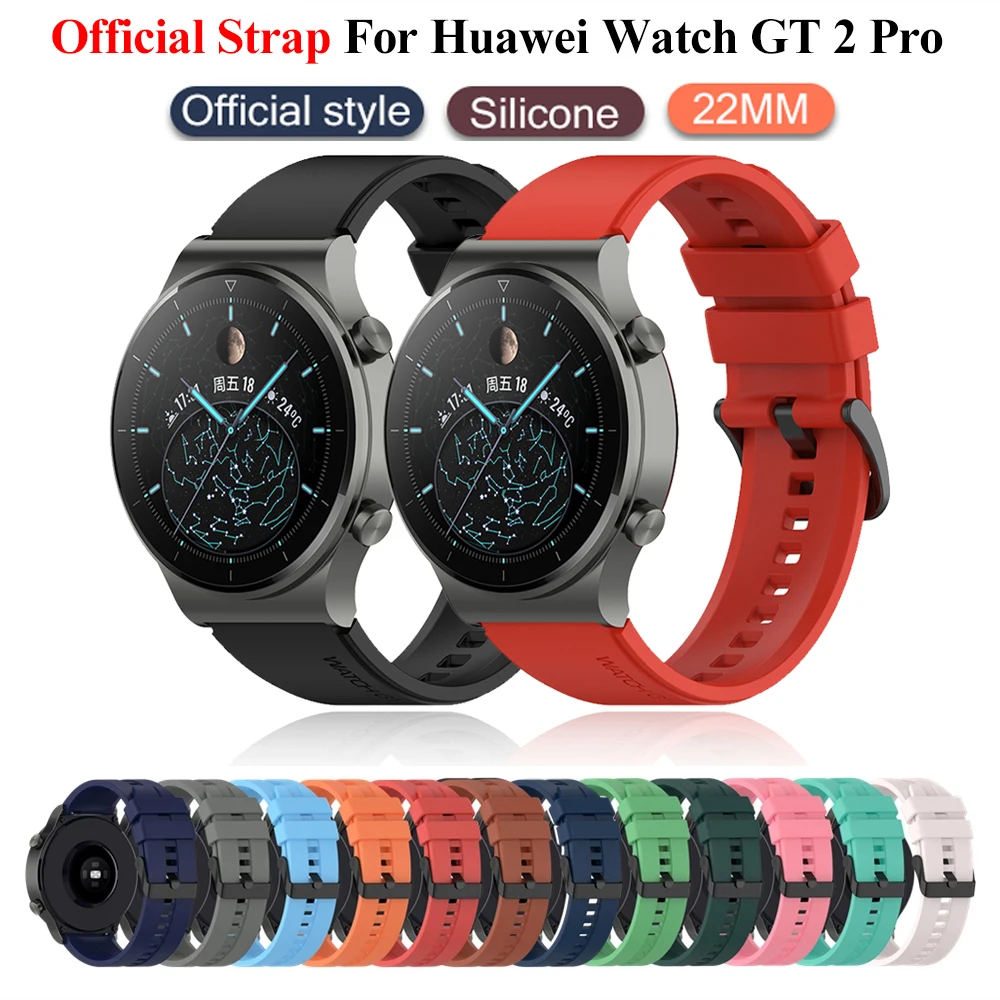 

22mm Official Silicone Smart Watch Band Straps For Huawei Watch Gt 2 Pro Original Watchbands Gt2 Pro GT3 46mm Wristband Bracelet
