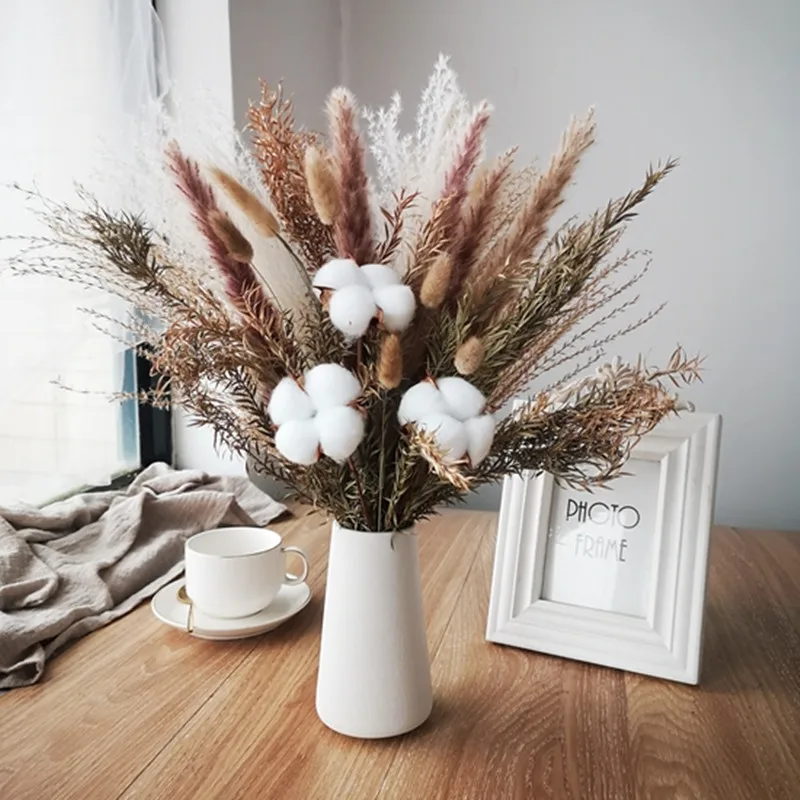 

Dried Pampas Grass Decor Bunny Tails Reed Grass Bouquet for Wedding Boho Fowers Home Table Decor Rustic Farmhouse White Brown