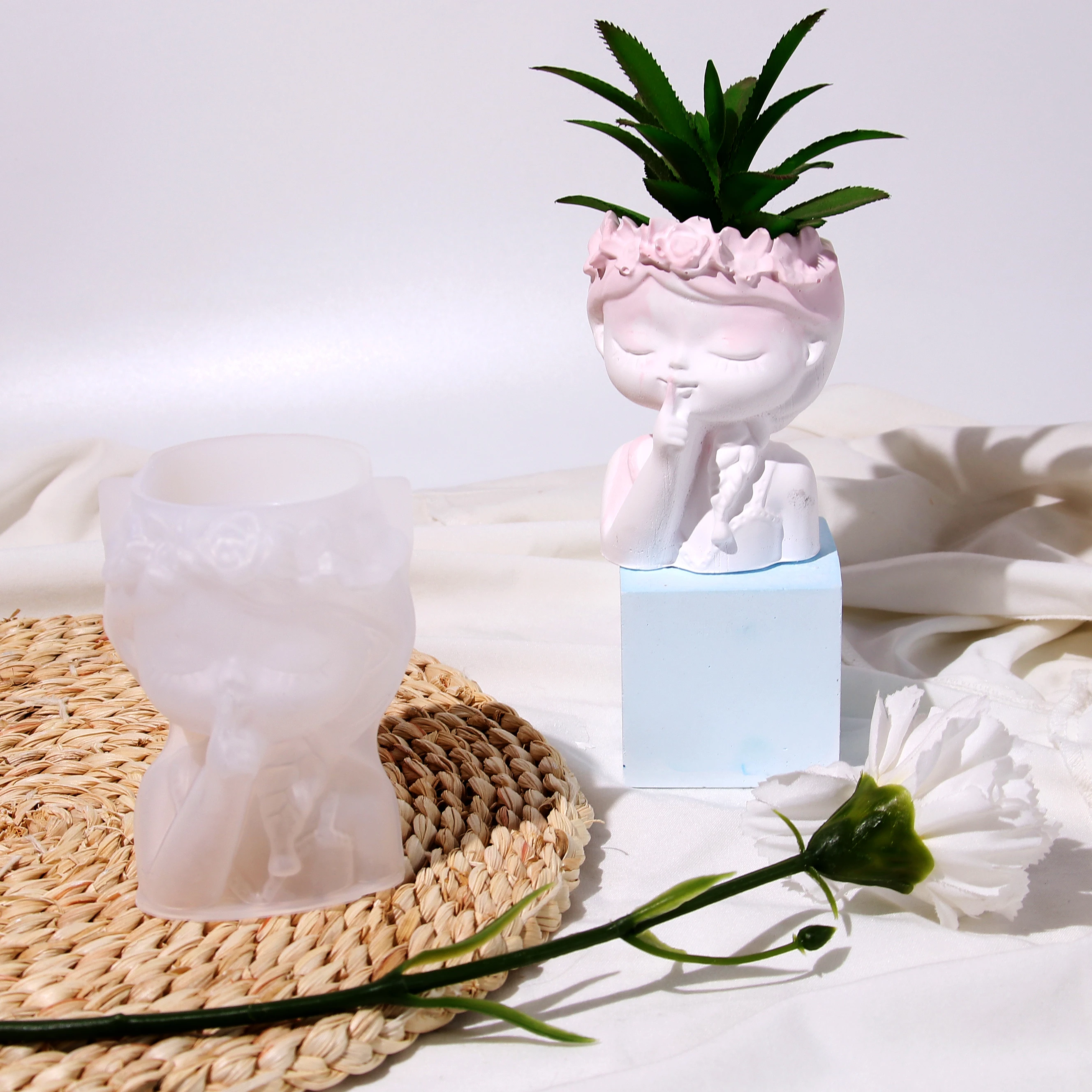 3D силиконовая форма для цветочного горшка девочек эпоксидной смолы в виде чашки